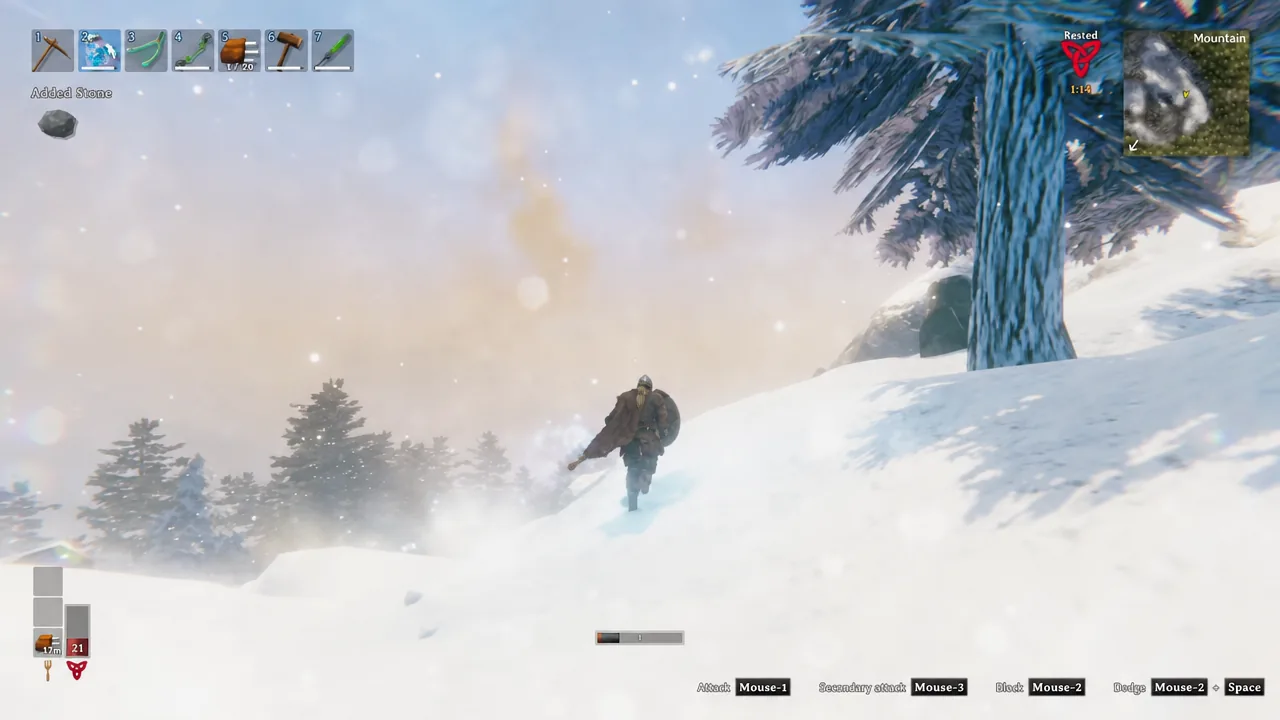Added Stone pickup notification on screen after a Stone Golem is destroyed in the snow
