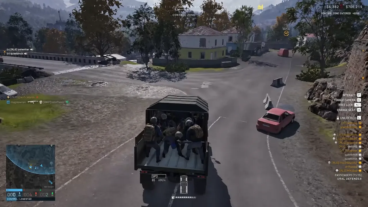 Transport with passengers aboard rolling into the Control Zone toward the objective