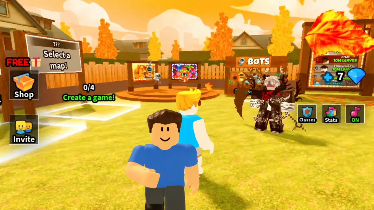 Select a map screen with the Create a game option highlighted to start a run