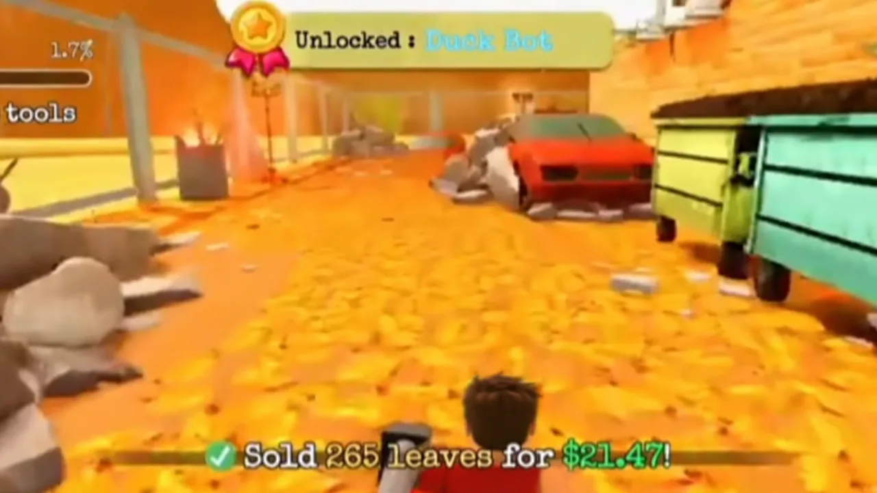 Unlocked Duck Bot banner shown after collecting the final part during a run