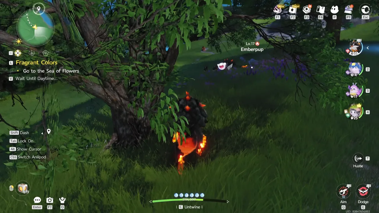Riding through Nimbus Fields with the Fragrant Colors quest tracker on screen