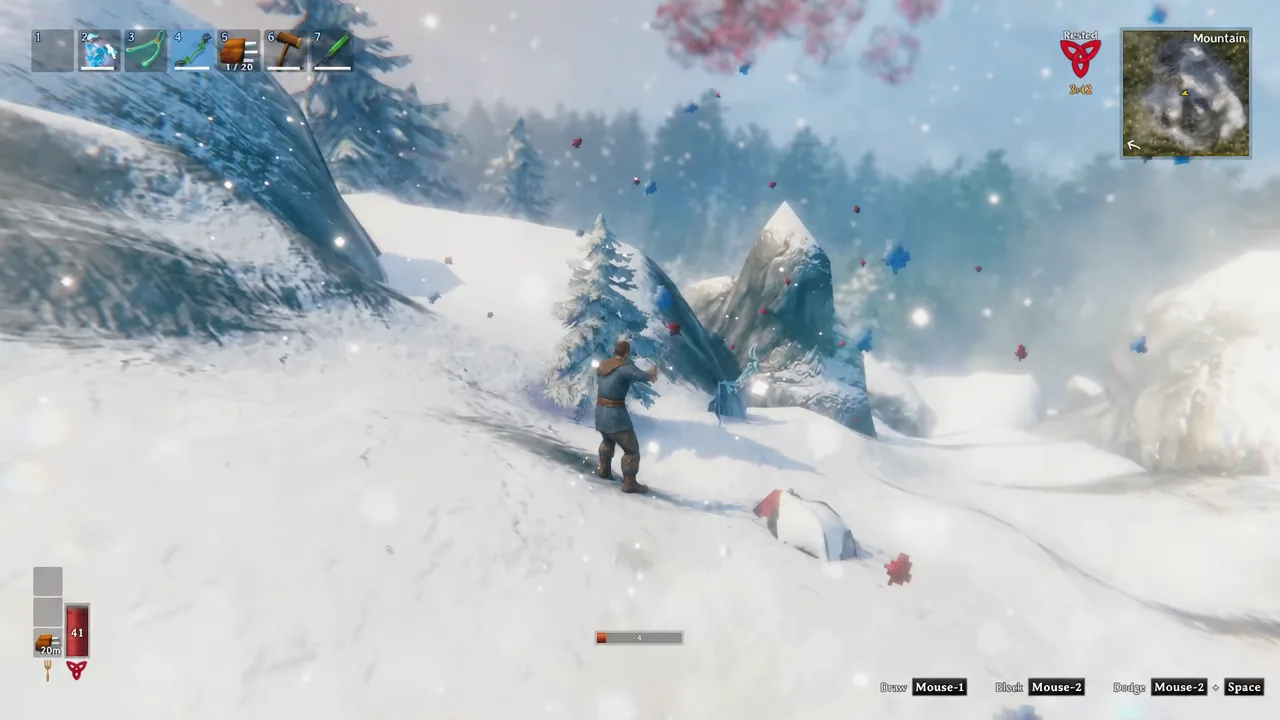 Collecting Freeze Gland loot from the rocks after a Drake is killed