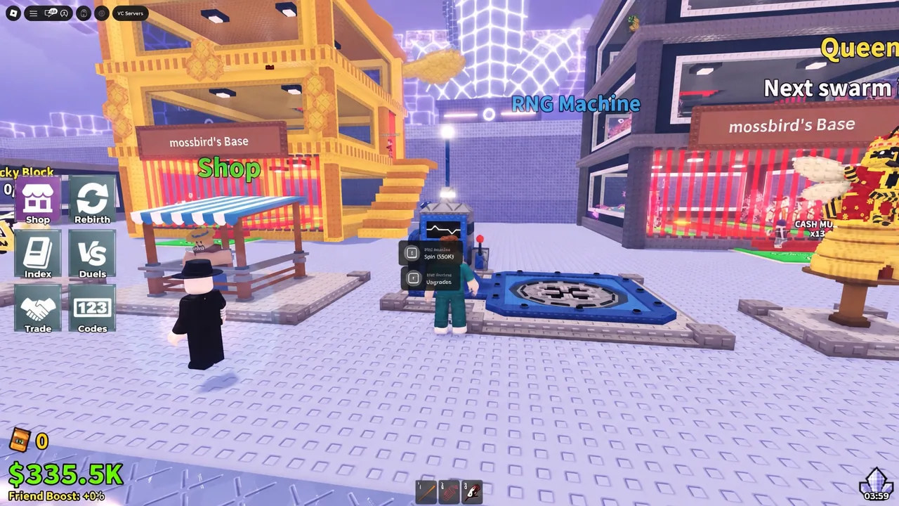 The RNG Machine interface in Steal a Brainrot with the $50K spin button highlighted