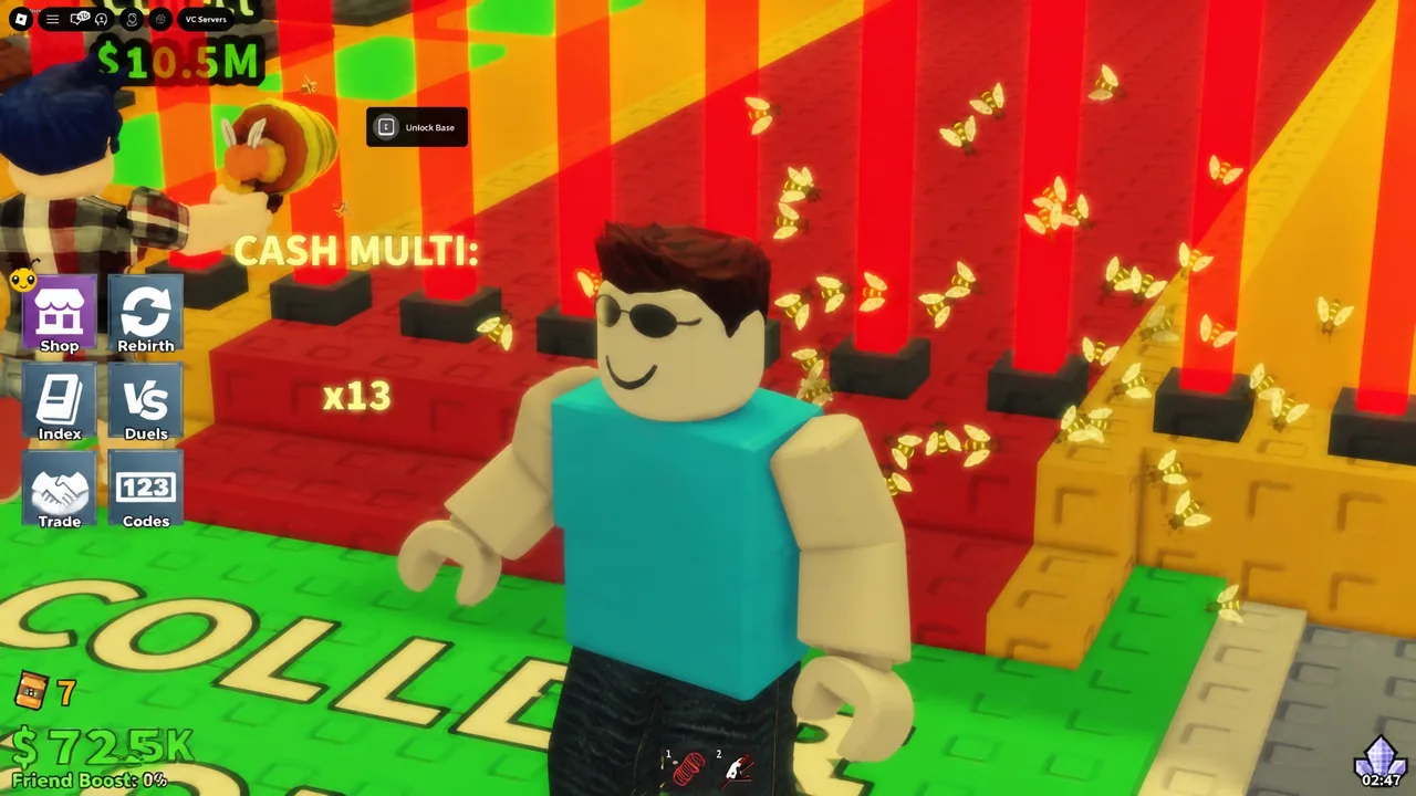 Gameplay screen showing the Unlock Base prompt in Steal a Brainrot