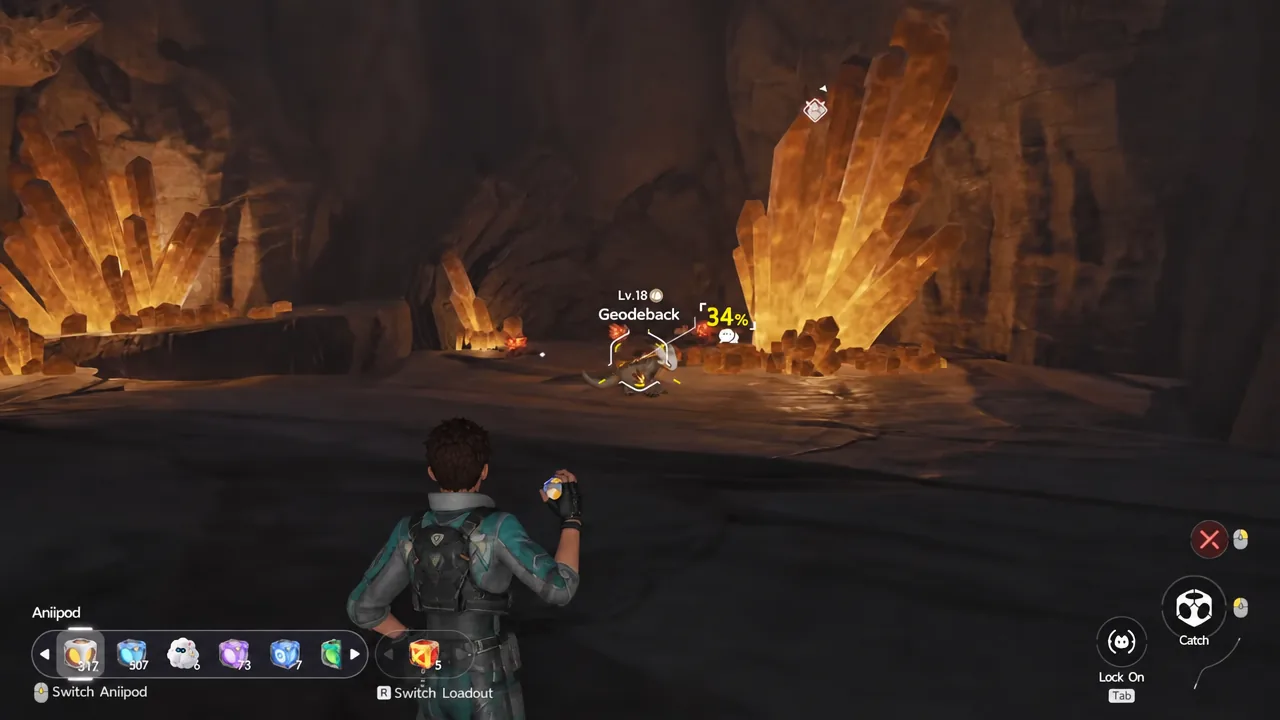 Lv. 18 Geodeback standing in the upper chamber of the crystal cave