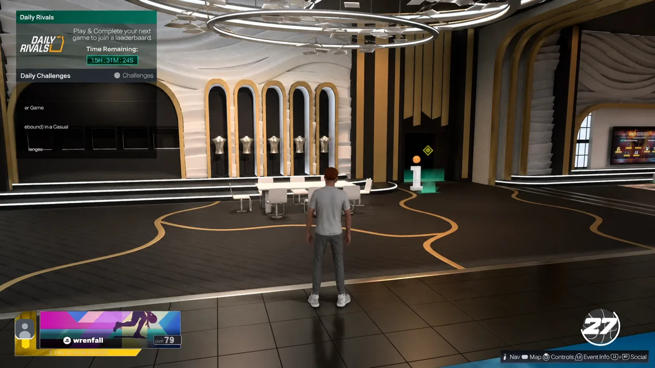 Season 1 menu in NBA 2K27 showing the reward tracks and active challenge timer