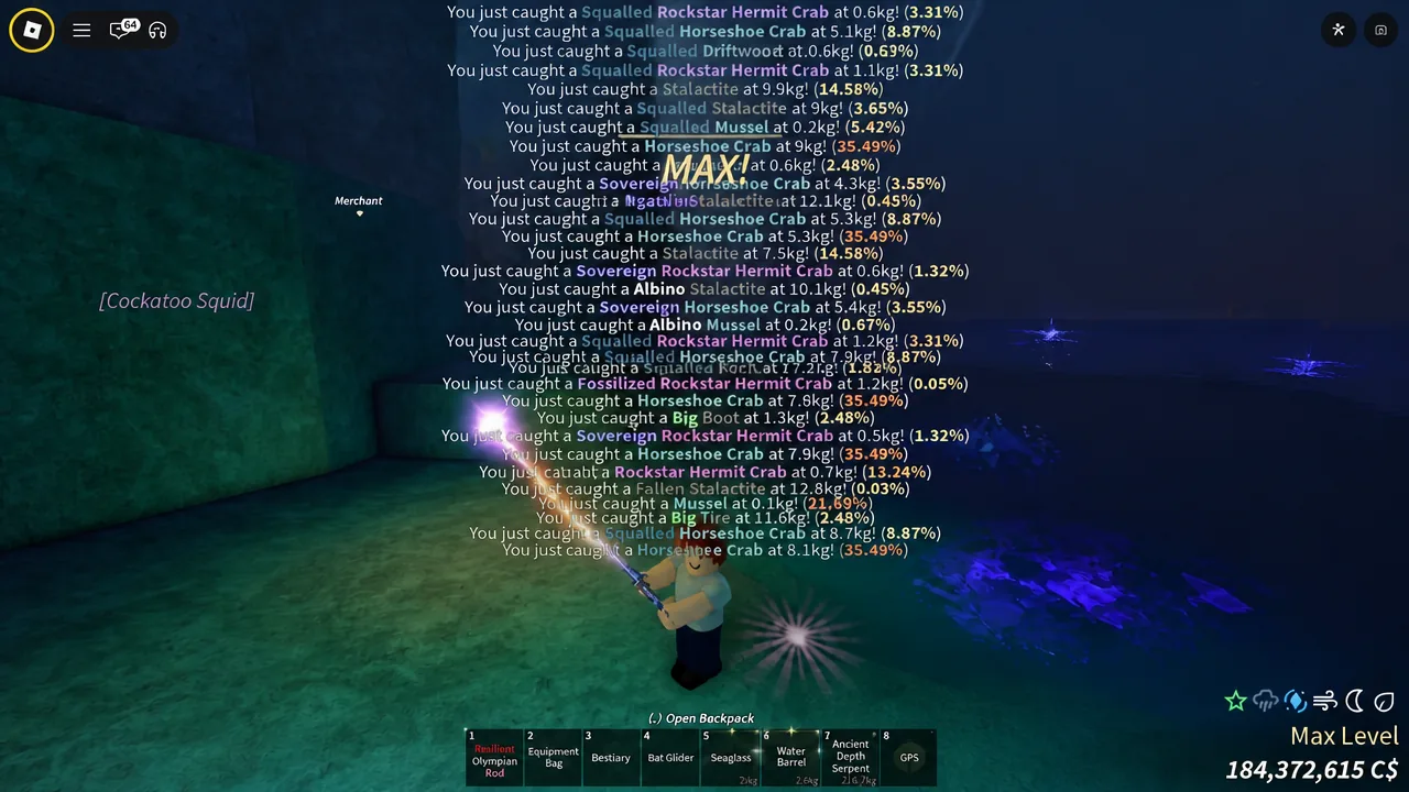 Desolate Deep Bestiary page showing the Grandpa Horseshoe Crab entry unlocked