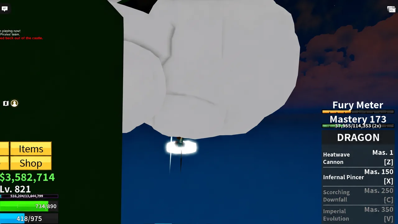 Dragon move list open mid-flight while sweeping the Skylands cloud layer