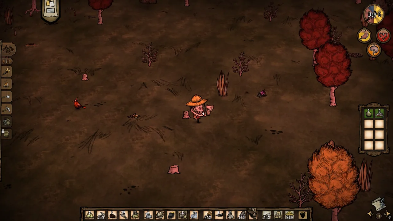 Collected logs sitting in the survivor's inventory after felling a tree