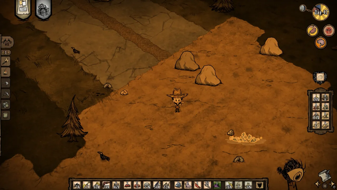 Loose Moon Rocks scattered across the ground of a meteor field
