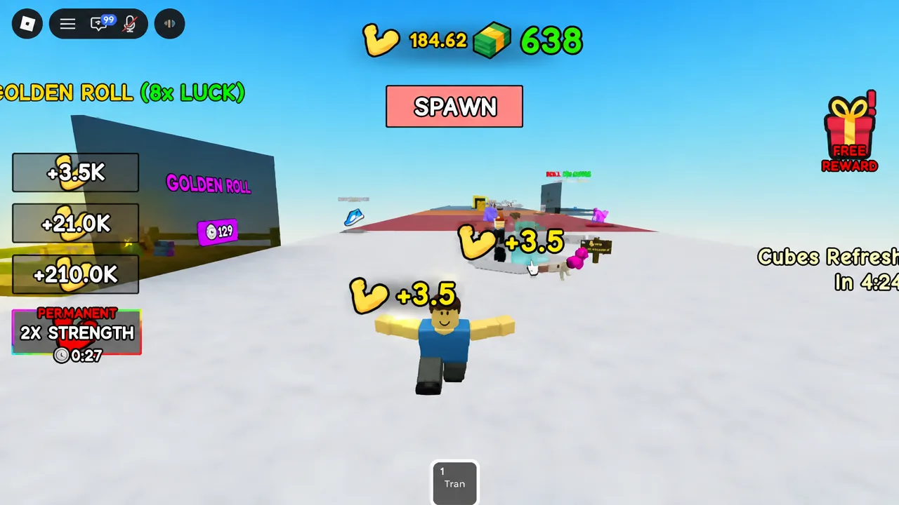 Spawn area in Lift a Cube with the SPAWN marker as the player loads in