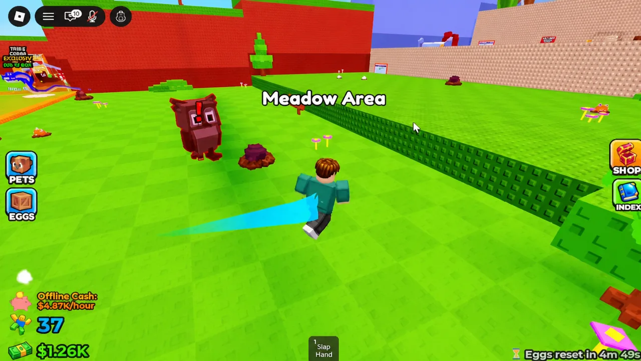 Avatar running across the grassy Meadow Area on the way to the next zone