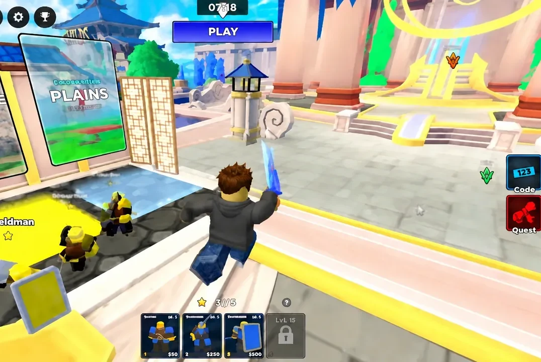 Command An Army lobby with the character standing near the PLAY button