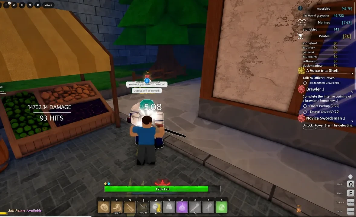 Player mid-attack on an enemy with the Talk to Officer Graves objective in the quest tracker