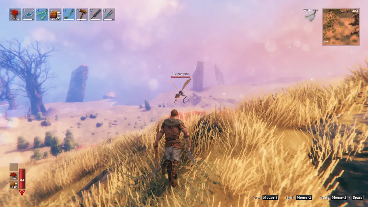 A Deathsquito flying toward the player in the Plains, its red health bar and nameplate visible