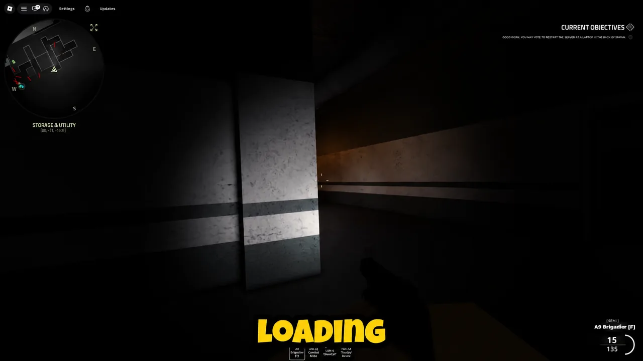 Loading screen with the current objectives HUD still visible after shooting the shower wall symbol