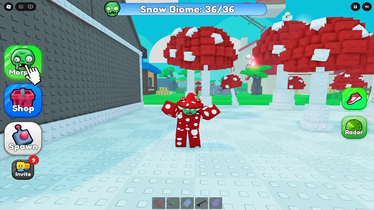 Snow Biome view with the Morph button highlighted on the interface
