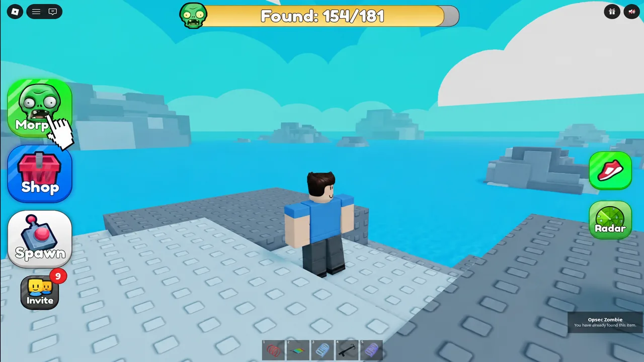 Gameplay HUD with the Morph button highlighted as the player triggers a morph