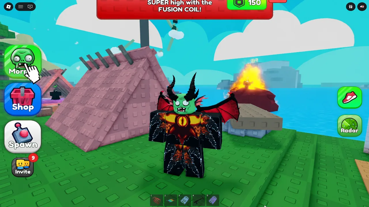 Player selecting a zombie character with the Morph button highlighted on the main gameplay screen