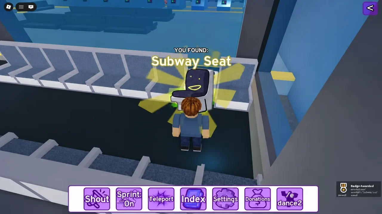 Subway Seat unlocked by interacting with a passenger seat inside the train car