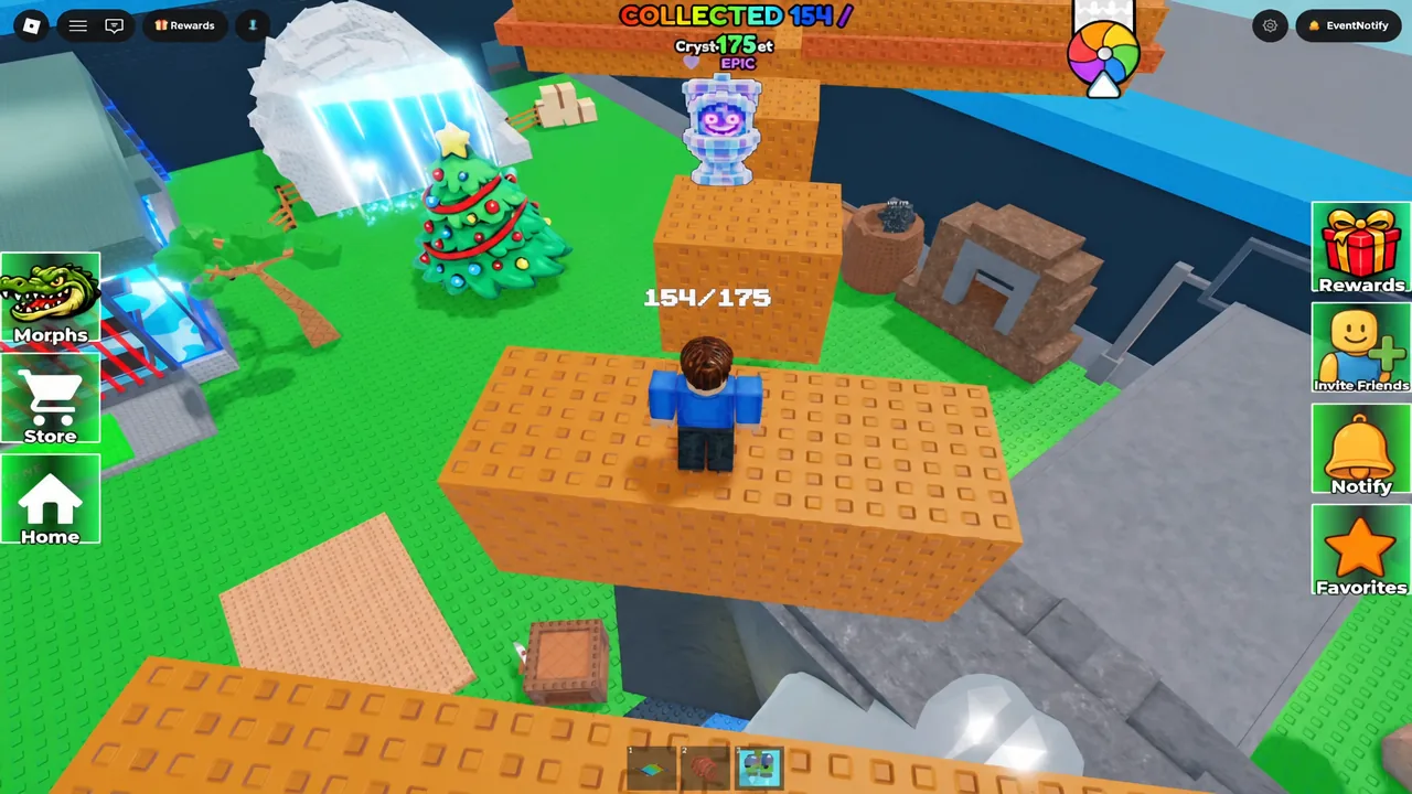 Player crossing the orange platforms with the morph counter visible in the corner of the screen