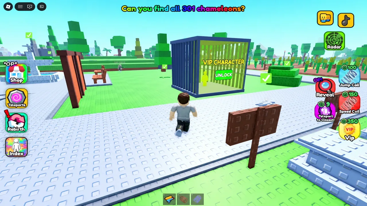 VIP Character area at Spawn with the UNLOCK button highlighted