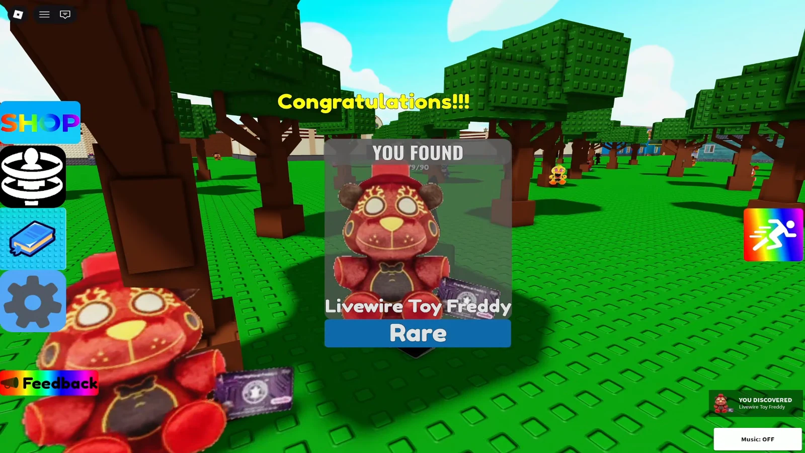 Discovery overlay for the Rare Livewire Toy Freddy plushie found at a tree base