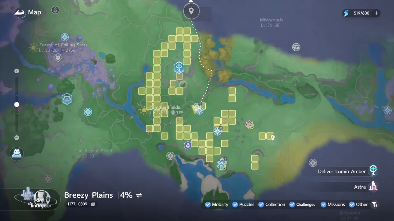 Breezy Plains map with yellow grid squares marking spawn zones across the region