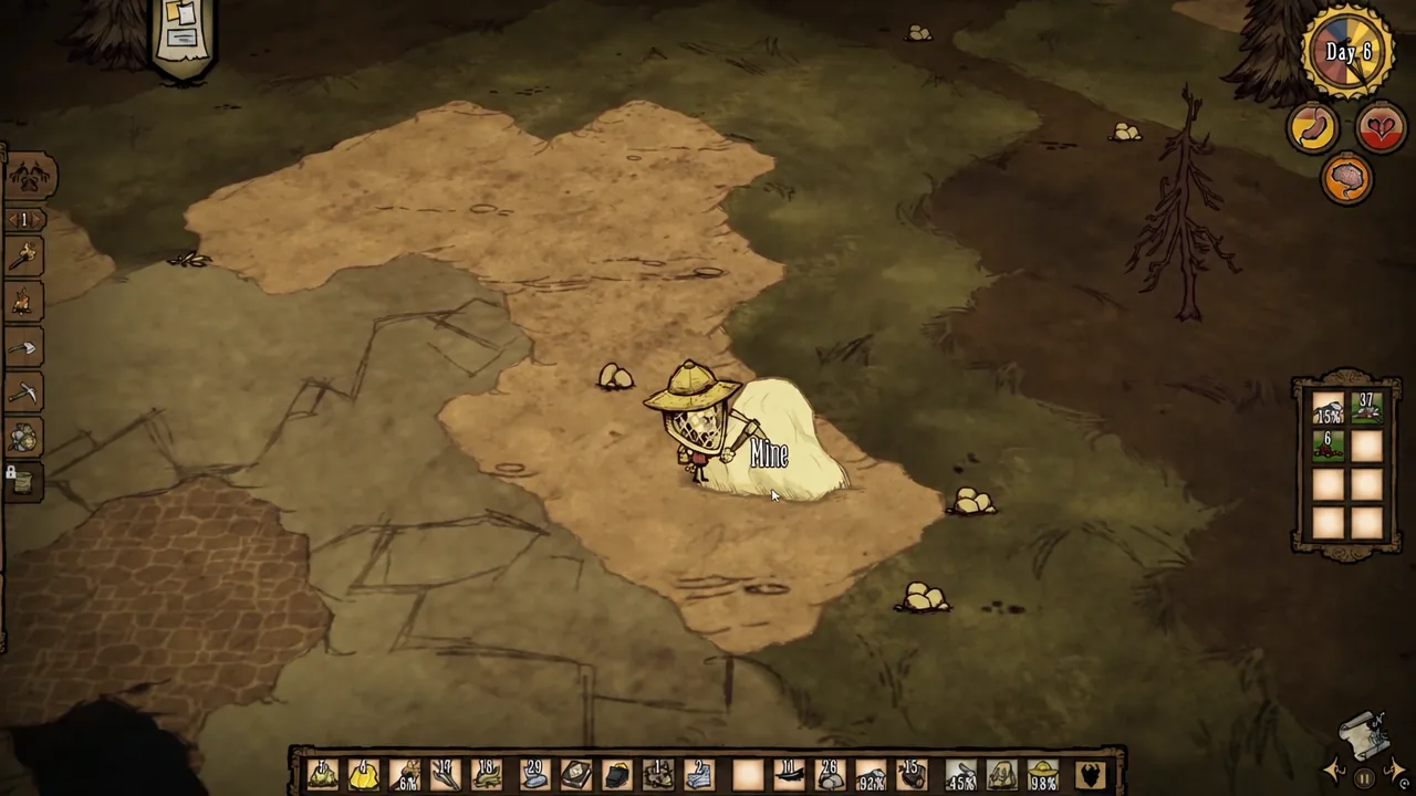 Mine prompt shown over a boulder with gold veins running through it