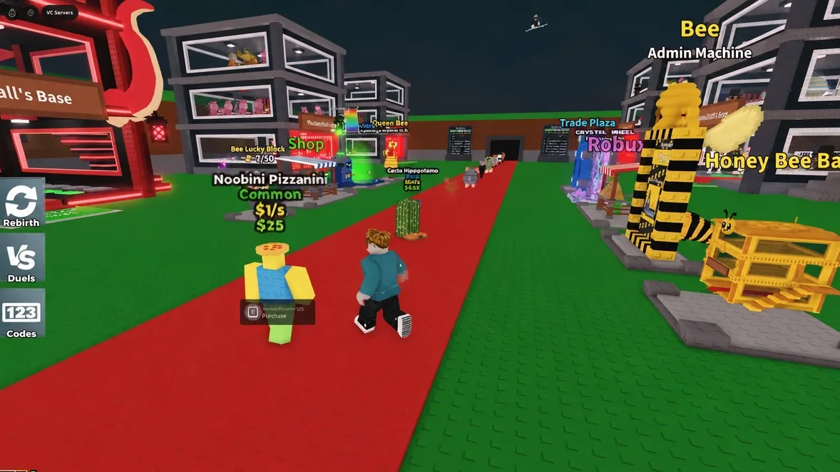 Player sneaking into a rival base to grab a placed Brainrot before the owner reacts