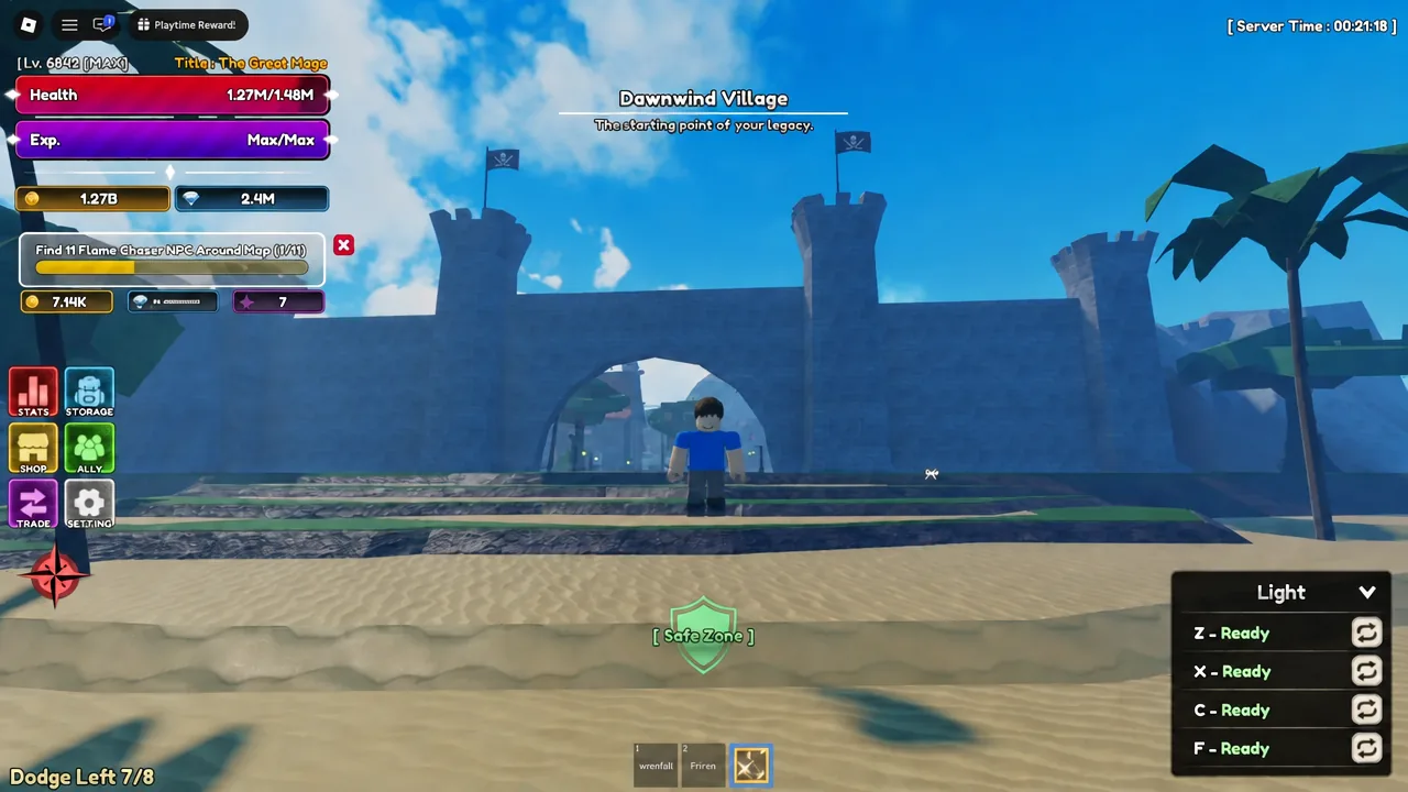 Dawnwind Village viewed from the ground while searching for its Flame Chaser NPC