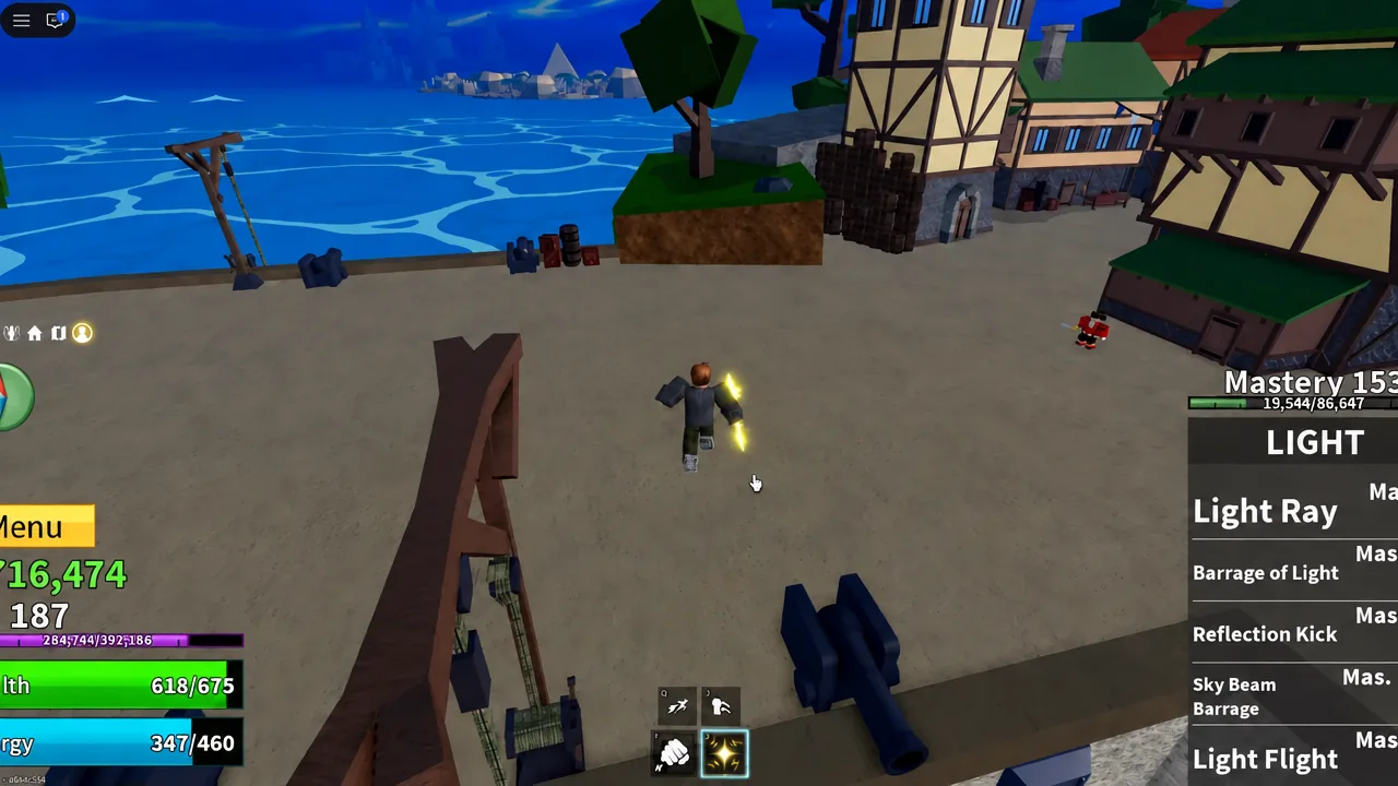 The Rich Man NPC in the Pirate Village asking the player to take down the Mob Leader