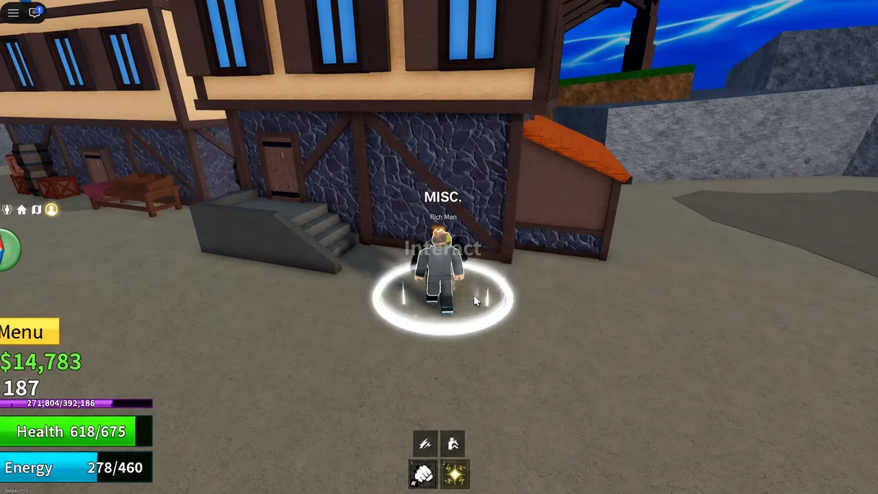 Interact prompt above the Rich Man NPC as the player returns to claim the Ancient Relic