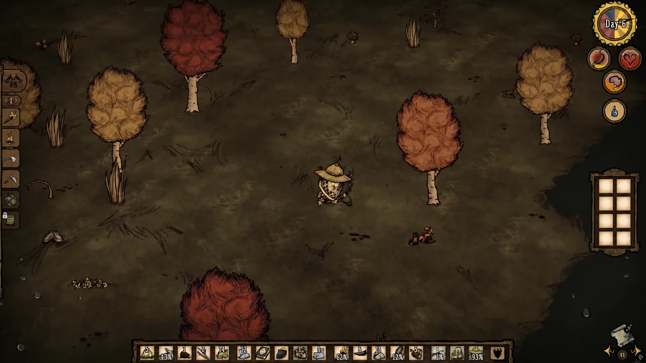 Picking a sapling in the forest adds a Twig to the survivor's inventory bar.