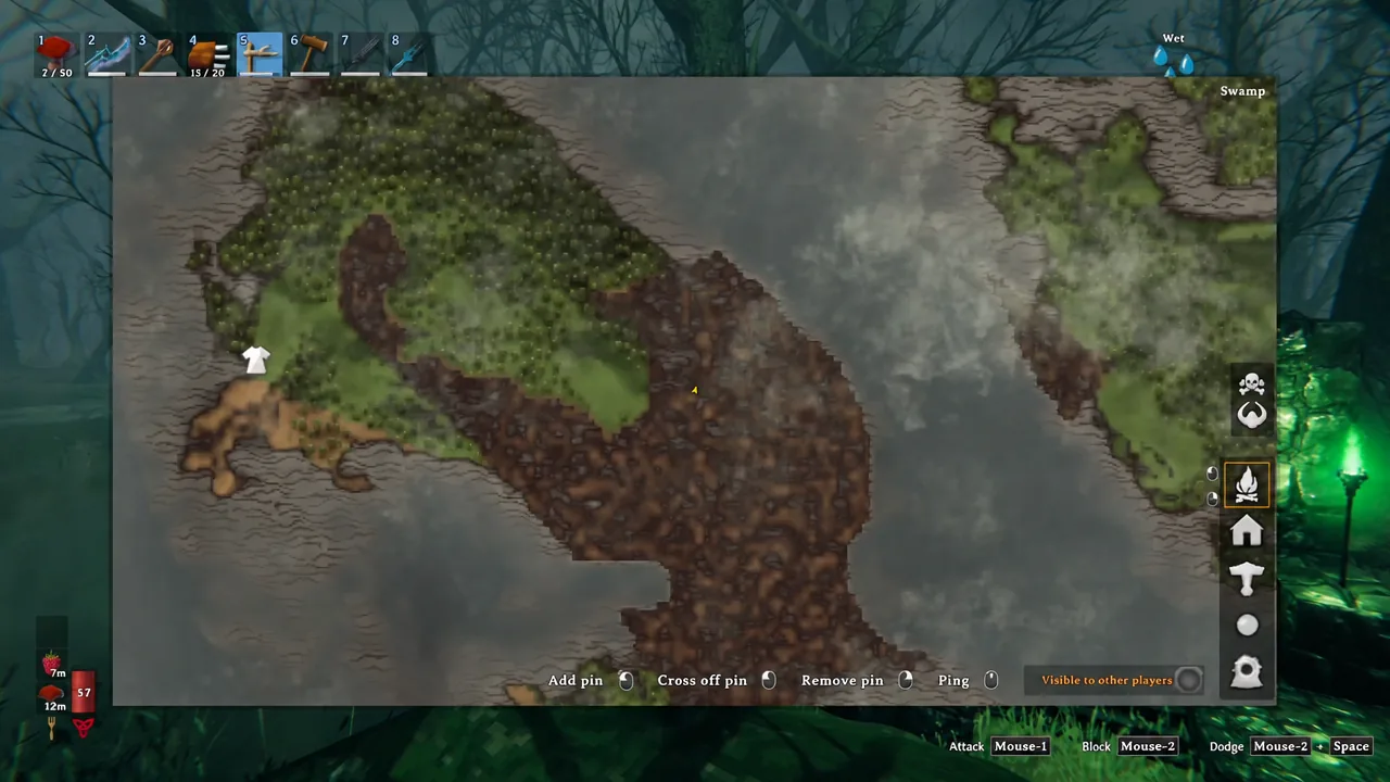 World map with The Elder boss marker placed in a Black Forest area next to the Meadows