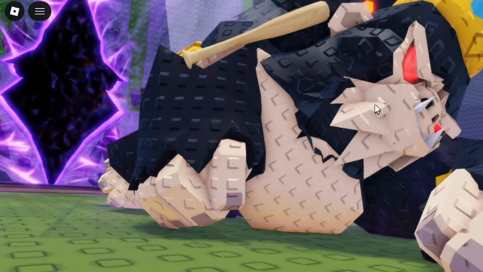 Defeated boss lying on the arena floor after the Abyss Overlord fight ends