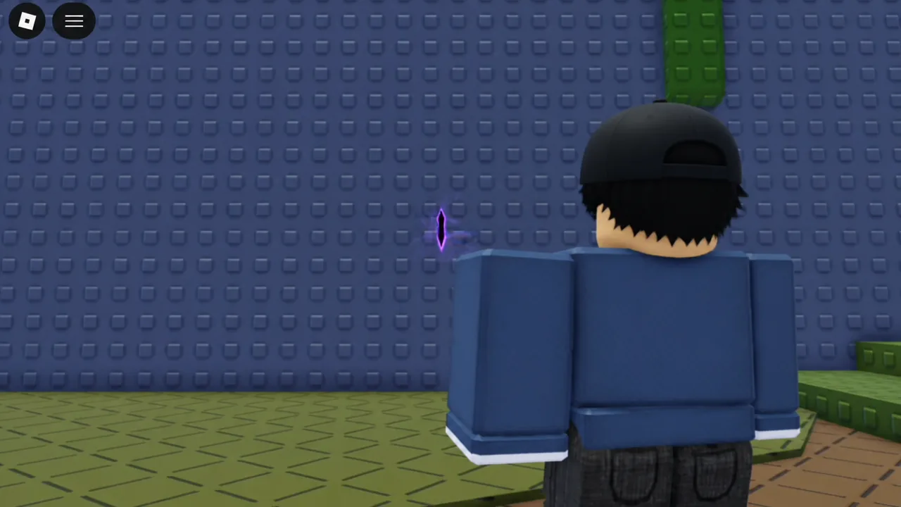 Player character standing next to the glowing purple Rift portal before entering the boss arena