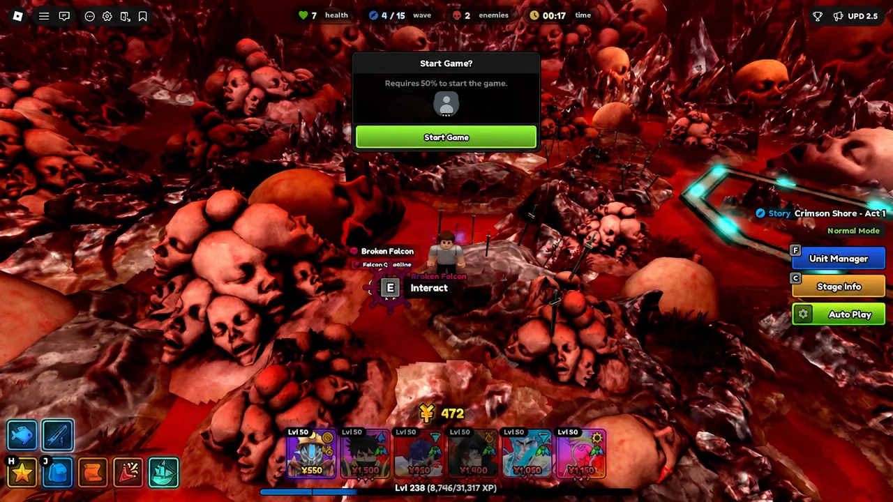 The Start Game confirmation prompt in the Anime Expeditions lobby before an Eclipsed Infinite run.