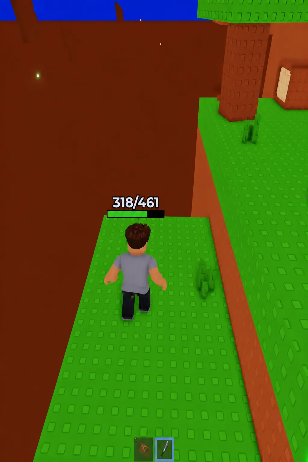 Moving across the green platforms toward the ledge where Sir Mangus stands.