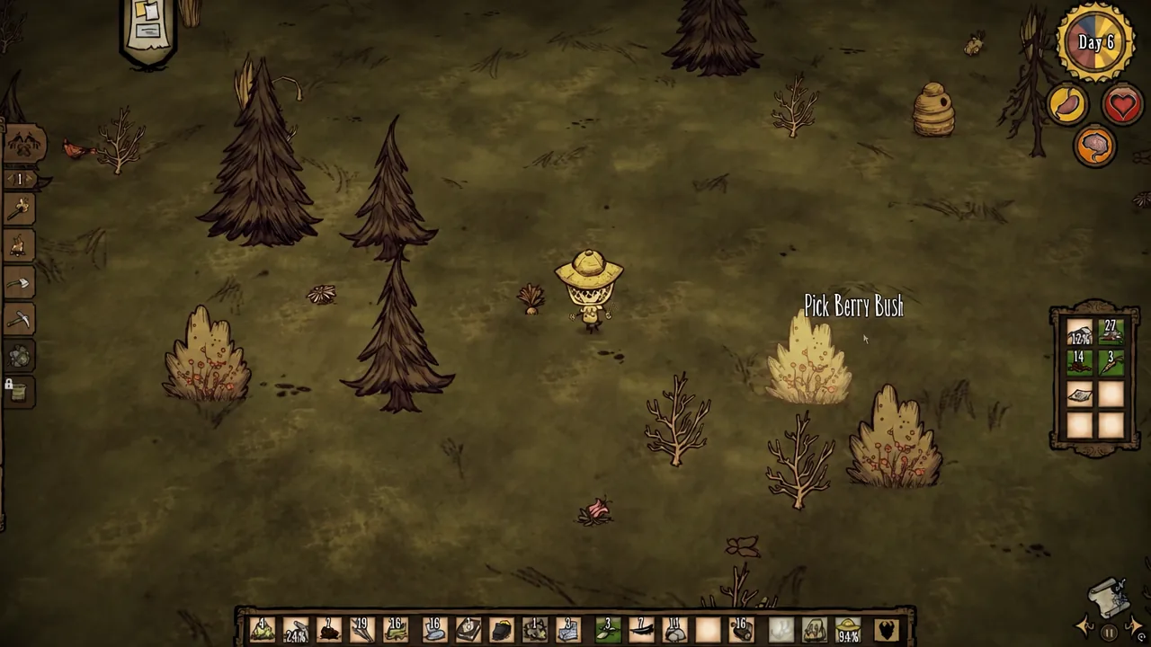 A Stinger dropped by a defeated bee lying on the forest ground in Don't Starve Together
