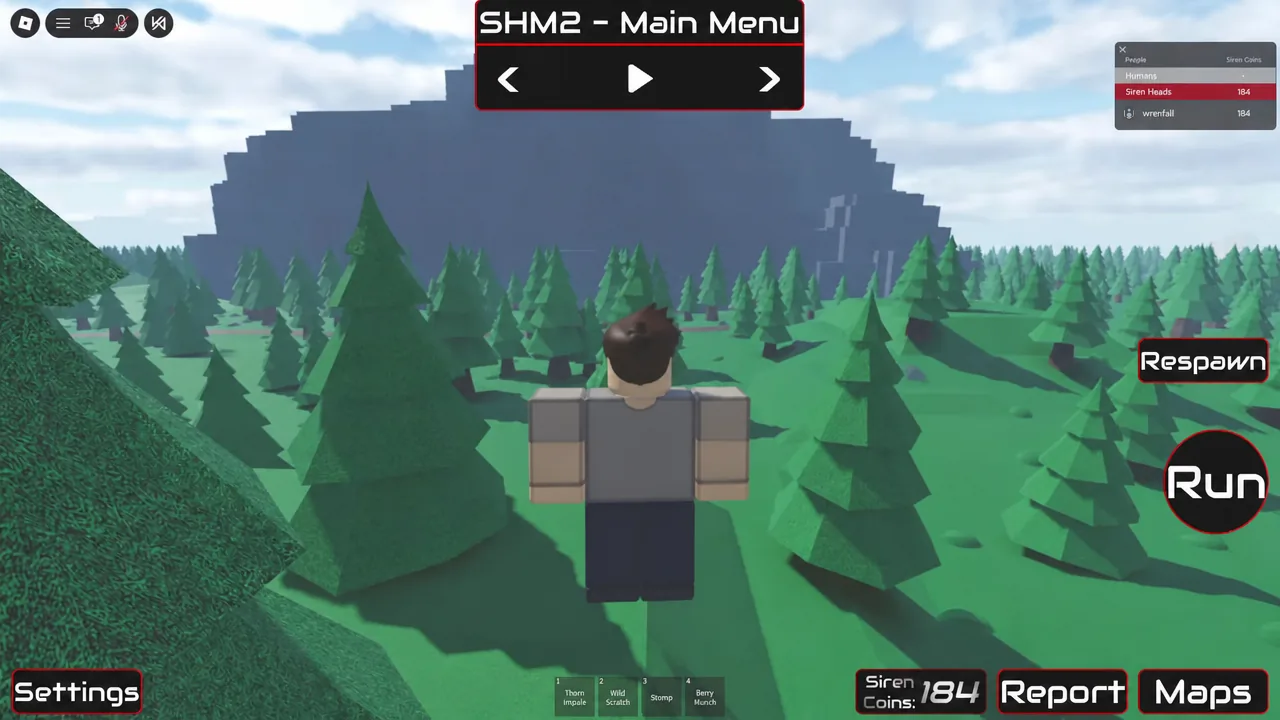 Siren Head Morphs 2 main menu with the Play option shown before returning to the lobby
