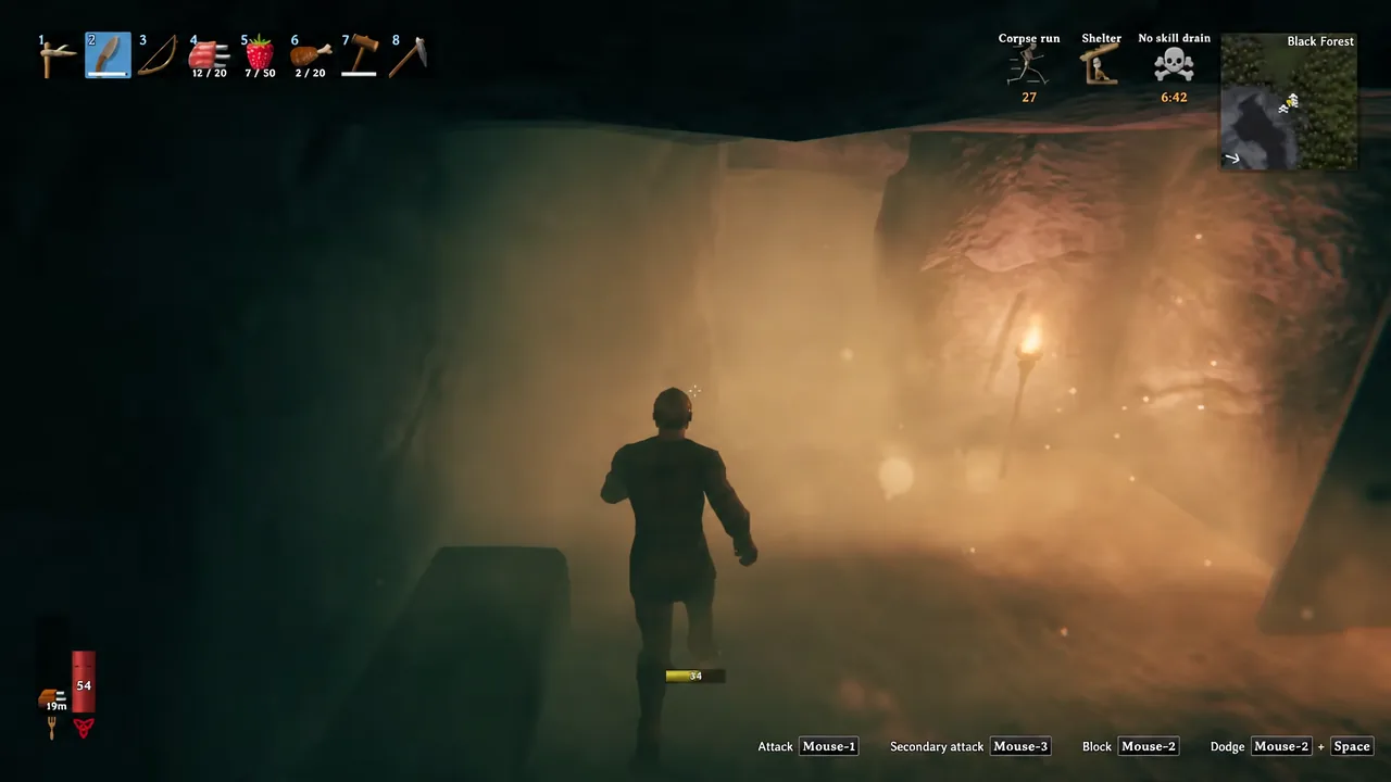 Valheim gameplay moment inside a burial chamber during a core run