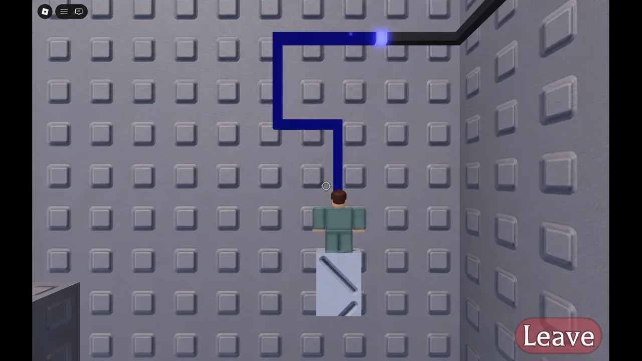 Avatar following the glowing blue circuit route along the Level I wall path