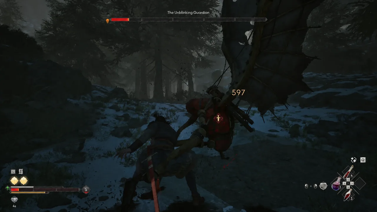 Damage marker on The Unblinking Guardian during the final stretch of the boss fight