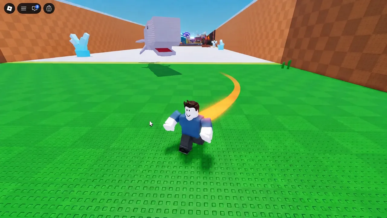 Avatar running along the glowing orange path toward the snowy zone while carrying a stolen egg