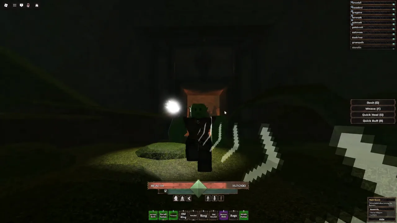 Sword swing connecting with an enemy while the health bar and hotbar stay visible on screen