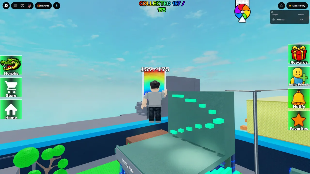 Avatar moving past an obstacle while climbing toward a morph pickup on the main map