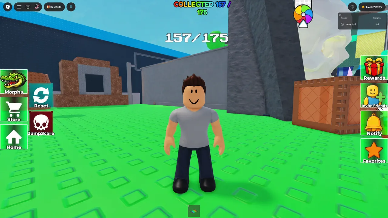 Main map view of the avatar with game controls visible before heading toward the rainbow ramp