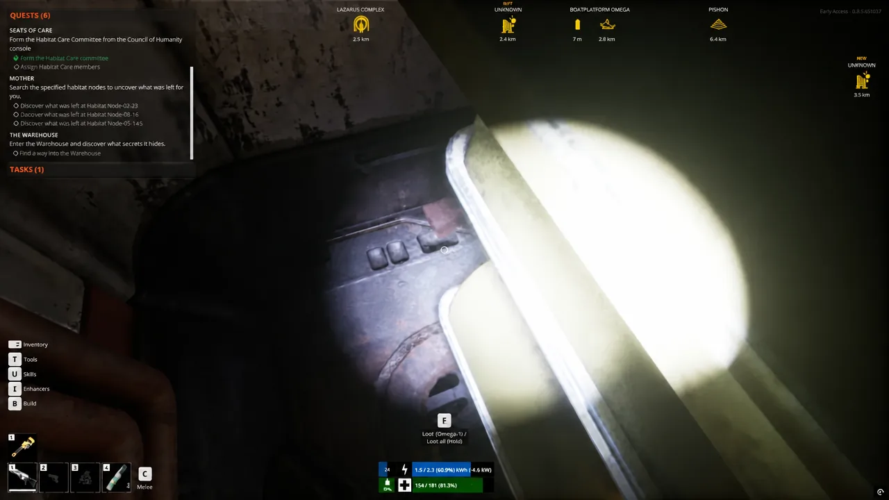 On-screen loot prompt shown while aiming at a dropped material