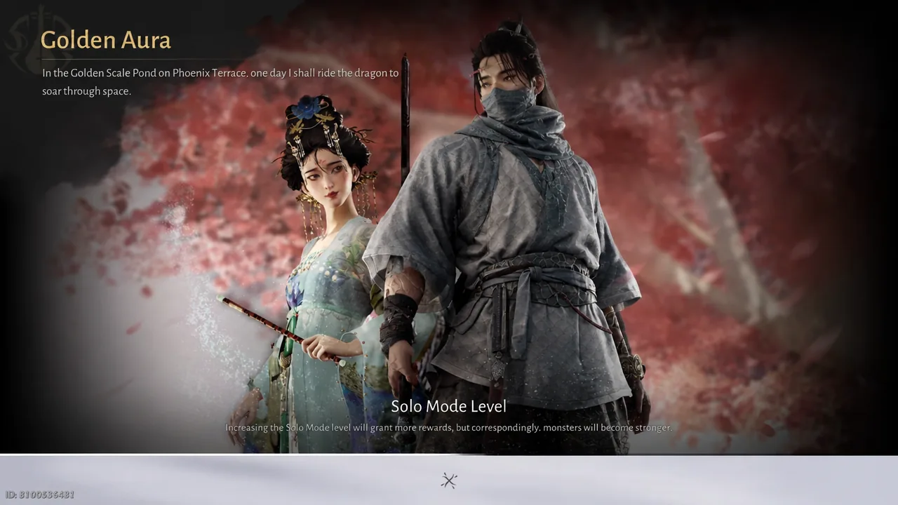 Golden Aura loading screen showing the current Solo Mode Level while the area loads